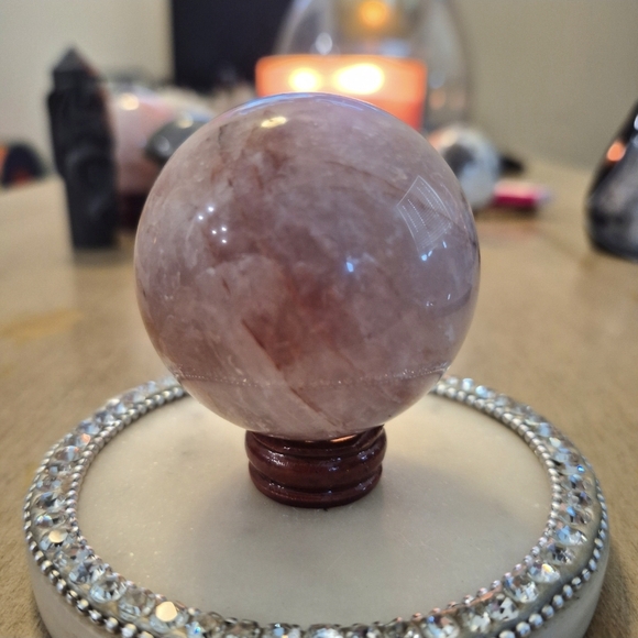 None Other - Natural Red Hematoid Quartz Orb Sphere #1